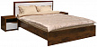 Кровать двойная с низким изножьем Монако Дуб Сатый глянецтер+Бел